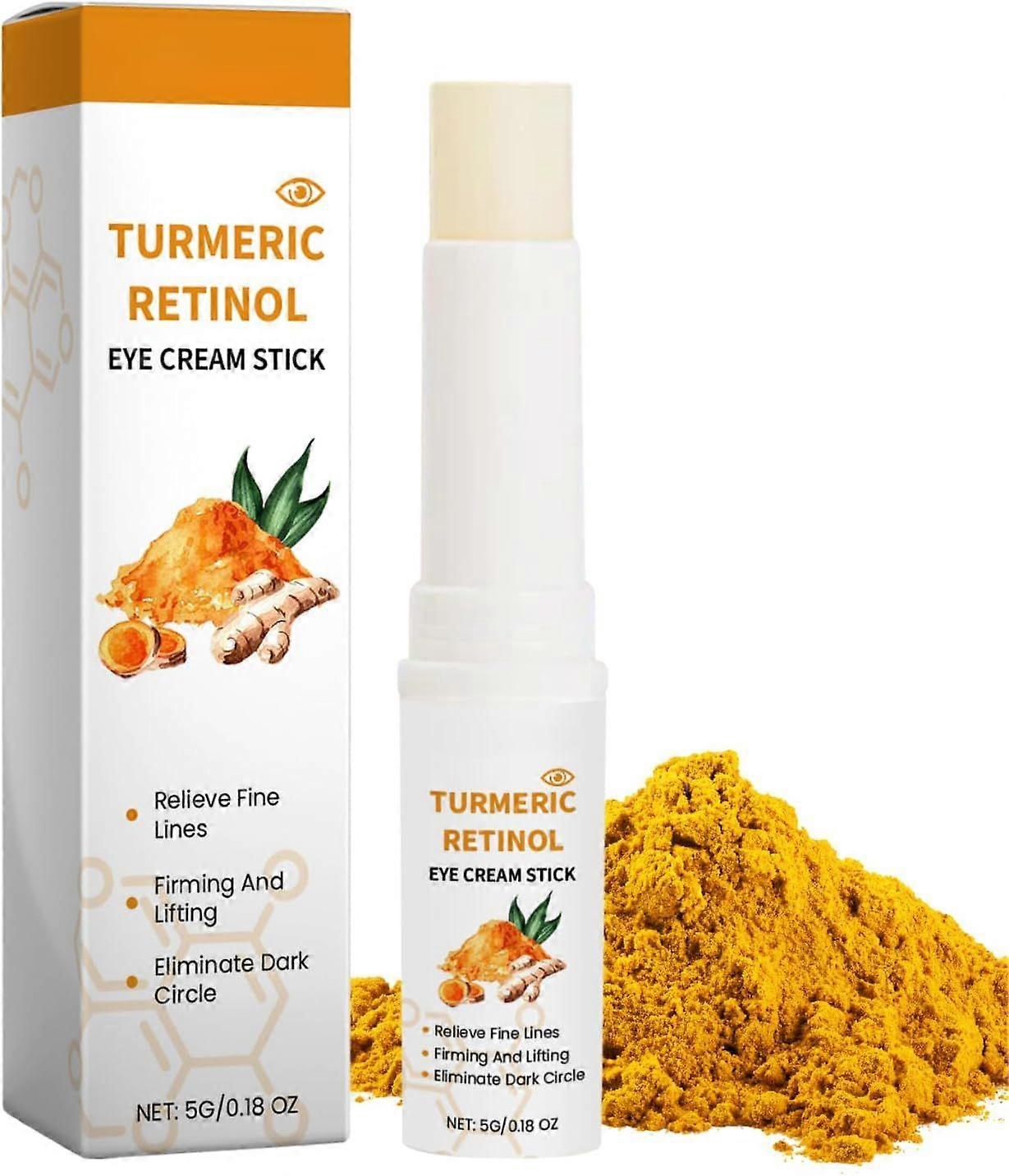 Turmeric Retinol Eye Cream Stick, Under Eye Cream Stick for Dark Circles and Puffy Eyes, Anti-Wrinkle Eye Cream to Smooth and Firm, Reduces Fine Lines