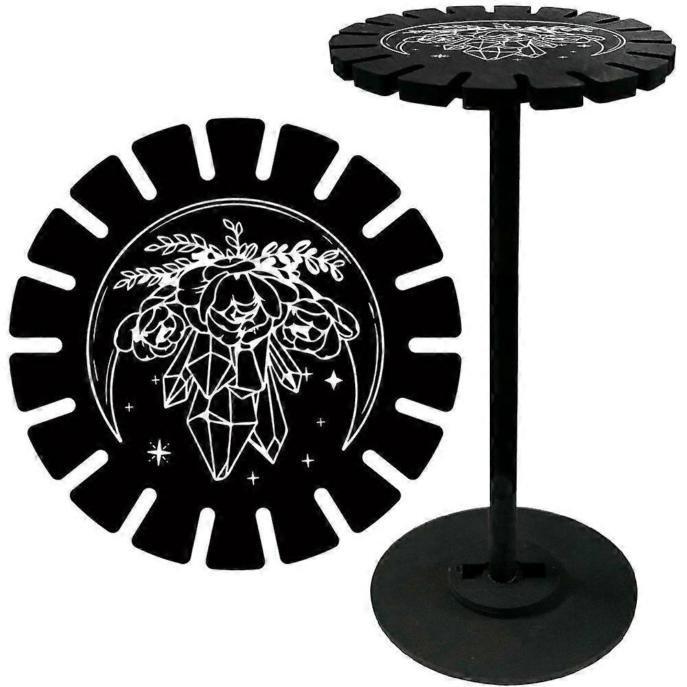 Wooden Wheel Wooden Display Shelf Black Holder Stand Rustic Divination Pendulum Storage Rack Witch Stuff Moon 120x10mm Hole: 20mm