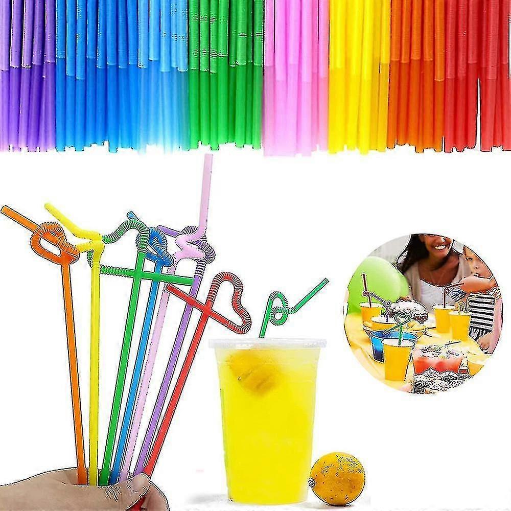 100pcs Disposable Plastic Extended Straws