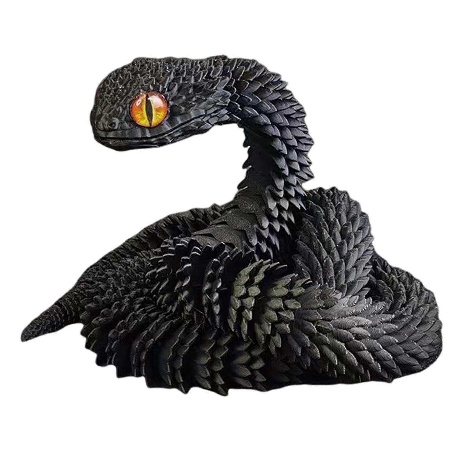 3D Printed Snake Toy Articulated Snake Ornament Collectible Flexible Fake Snake Fidget Toy for Home Office Desk Decoration
