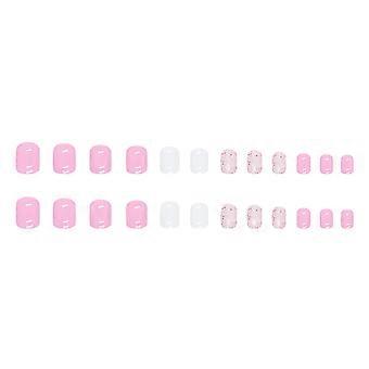 Rosa Pailletten Quadrat Gefälschte Nägel Ultra-flexible dauerhafte Com Jelly Kleber Modell