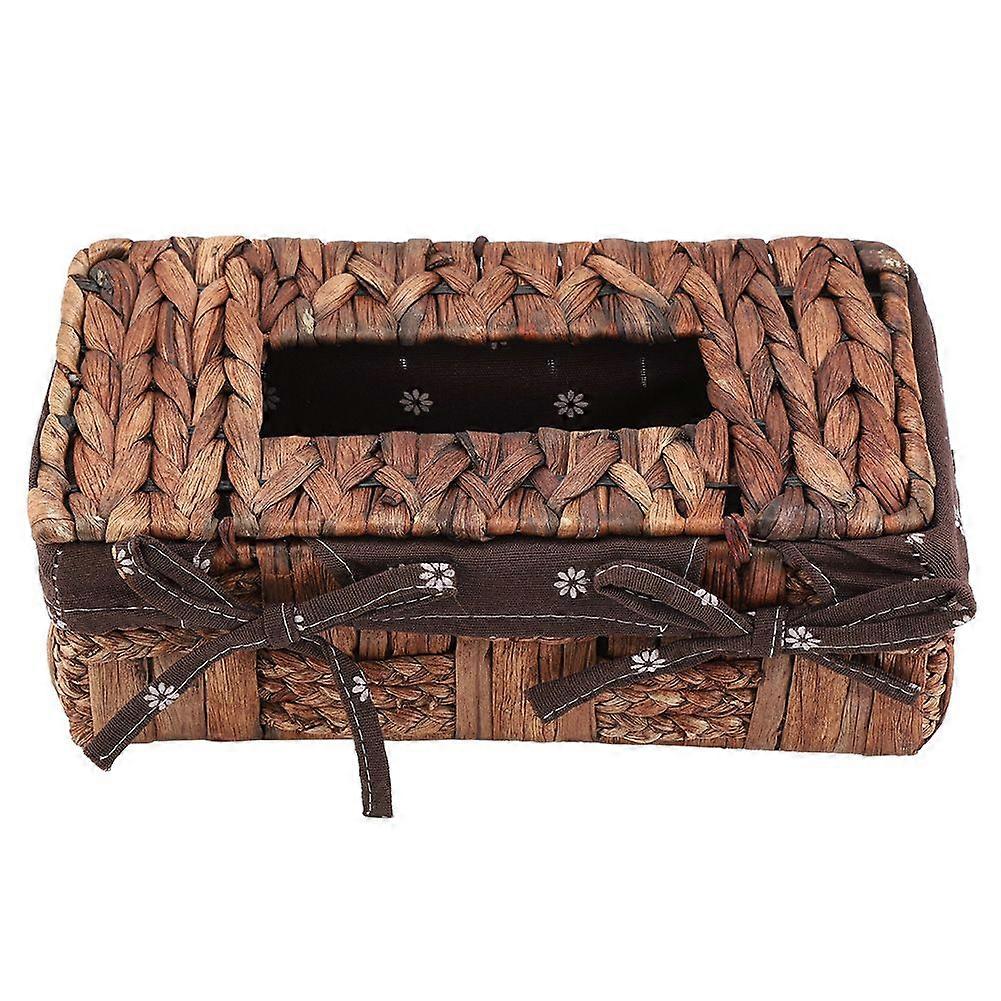 Handmade Craft Tissue Napkin Box Paper Towel Case Straw Knitted Holder