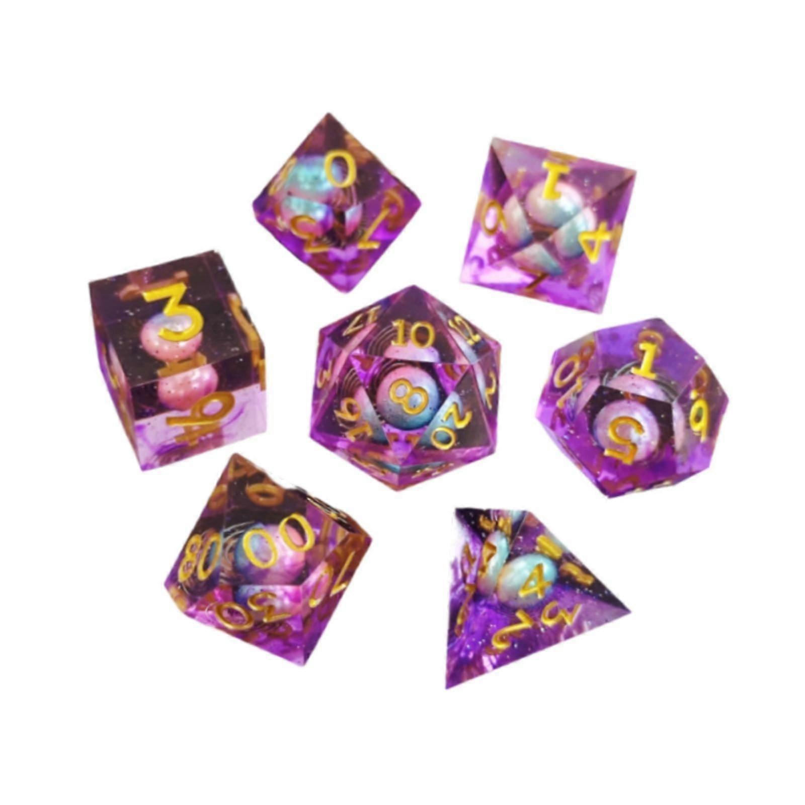 7 Pieces Game Dices Set Party Game Dices Polyhedral Dices for Board Game KTV violet