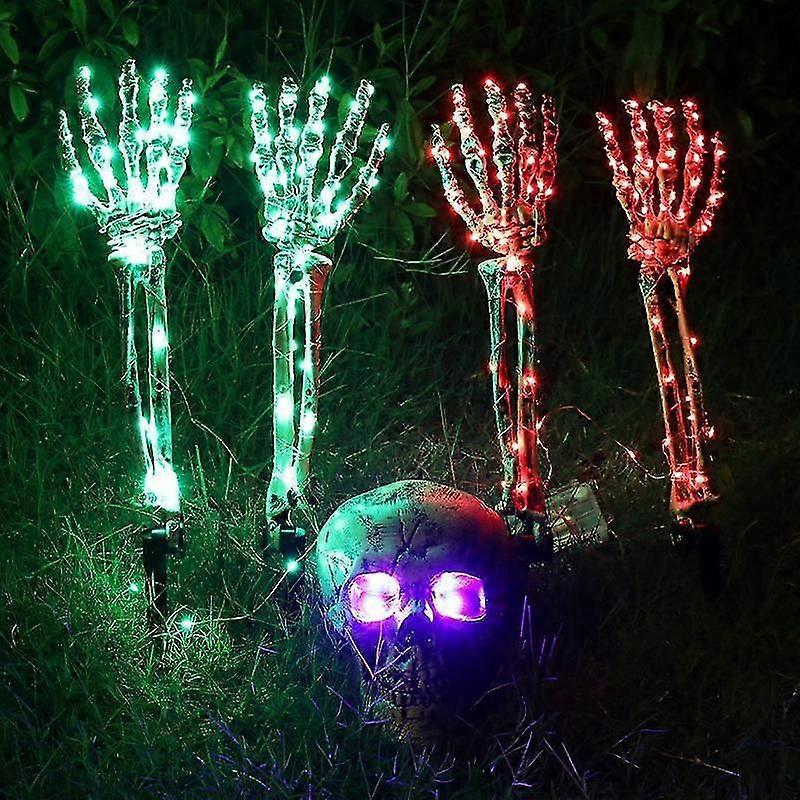 Lighted Set, 2 Stakes, Led Hands Yard Decor