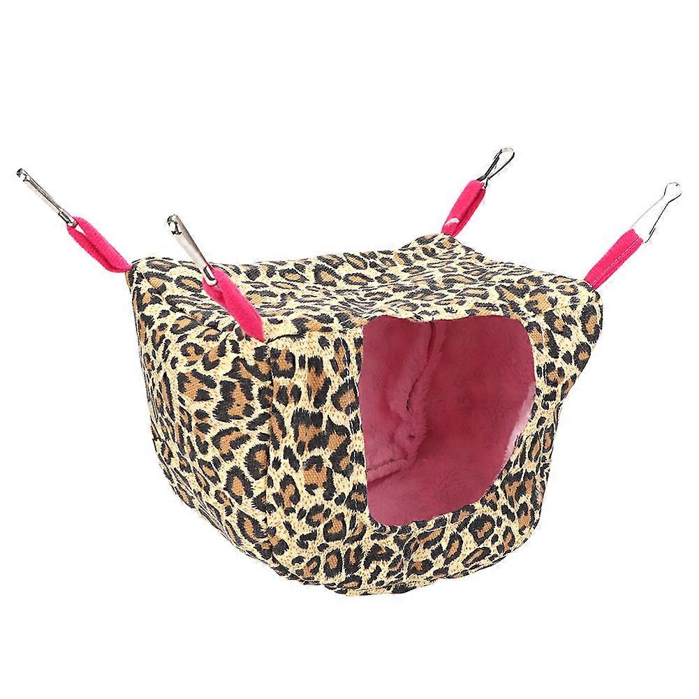 Pet Parrot Square Nest Hammock Hanging House Hamster Squirrel Cage Cave Toy (Leopard Print)