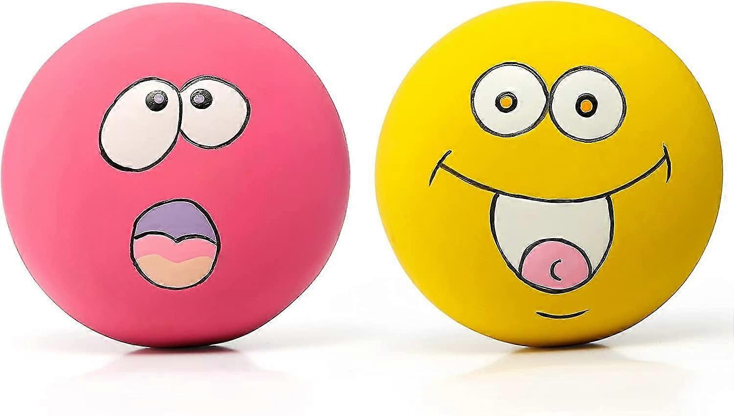 4.13 ''きしむ犬のおもちゃスマイリーフェイスドッグボールスクイーカーゴムラテックスペットのおもちゃ小さな子犬の中型と大型の品種用