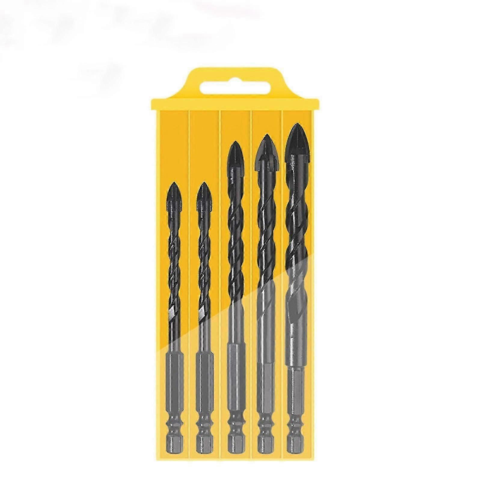 5pc Plastic Box Drilling Ceramic Tile Drill Bit Glass Concrete Cement Electric Hammer Drill Multifunctional Drill Bit