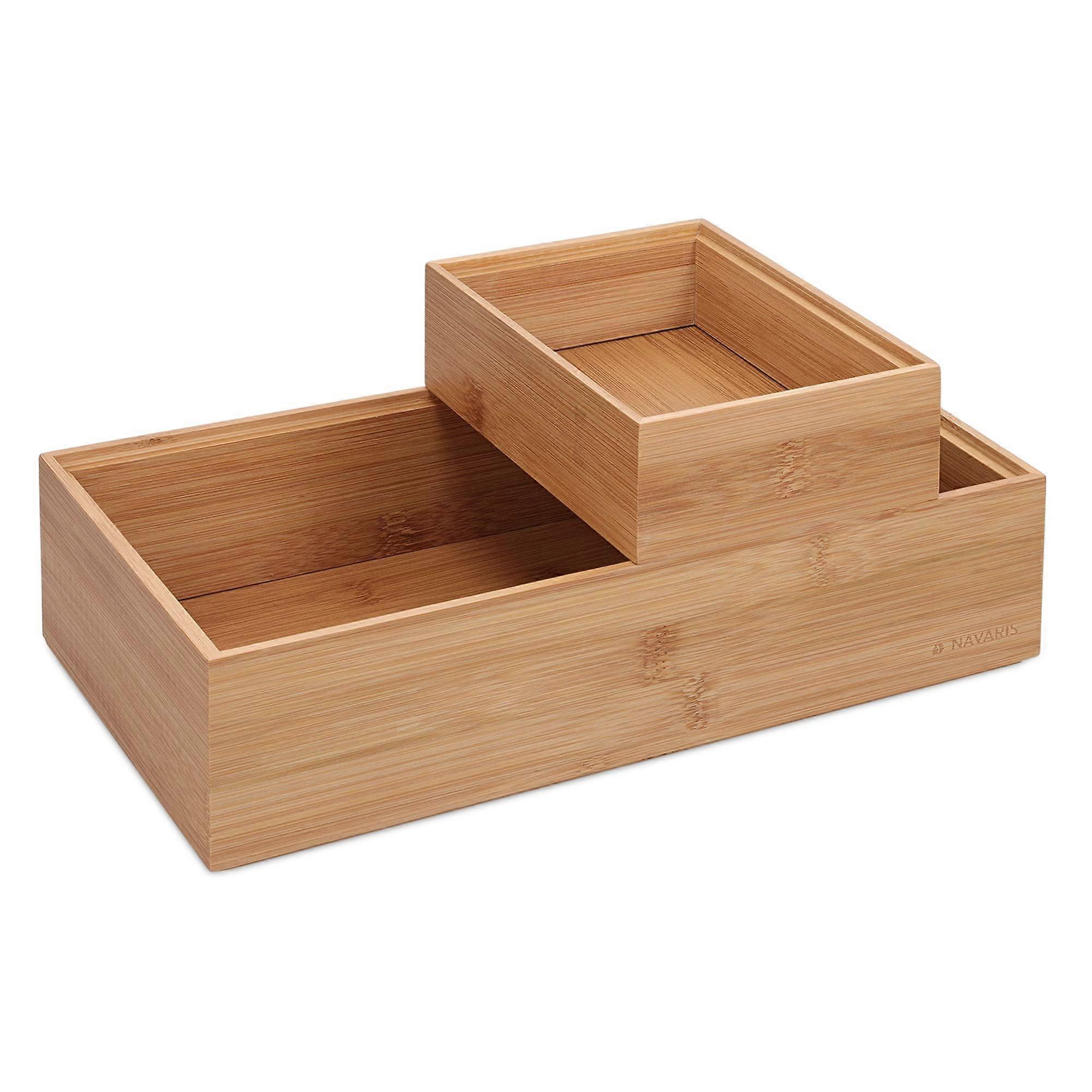 2 Pack Wooden Stackable Organizers for Bedroom and Kitchen Storage Solution