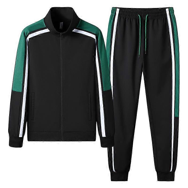 Fashion Korean Version Men's Patchwork Zippered Sportswear+Pants Set New Spring Autumn Casual Jogging Fitness Two-Piece Set