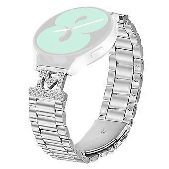 AS For Huawei Watch GT 3 42mm Strap Rhinestones Decor 3-Bead Silver Stainless Steel Watch Band