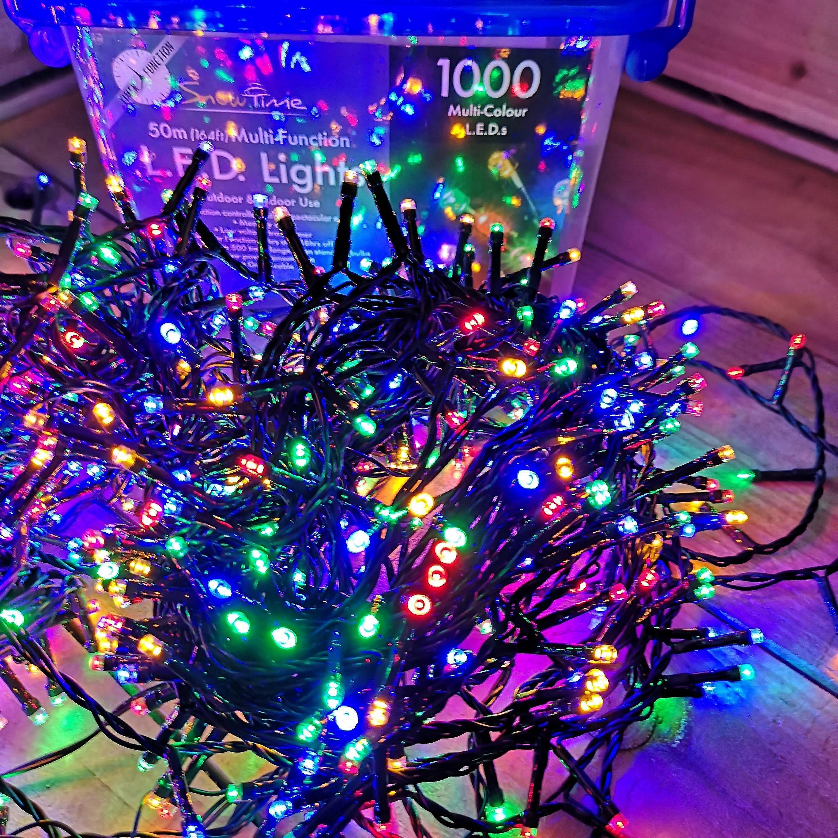 Snowtime 1000 Christmas Multi Colour Led 50m Lights With Timer