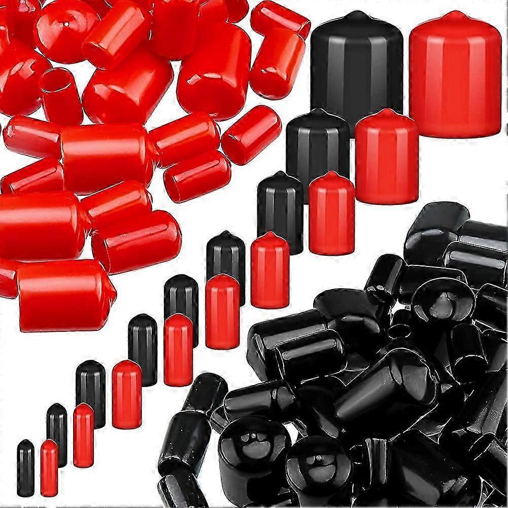 156 Pieces Flexible End Caps Bolt Screw Rubber Thread Protector Cover in 9 Sizes compatible withm 2/25 to 4/5 Inch (Black, Red)