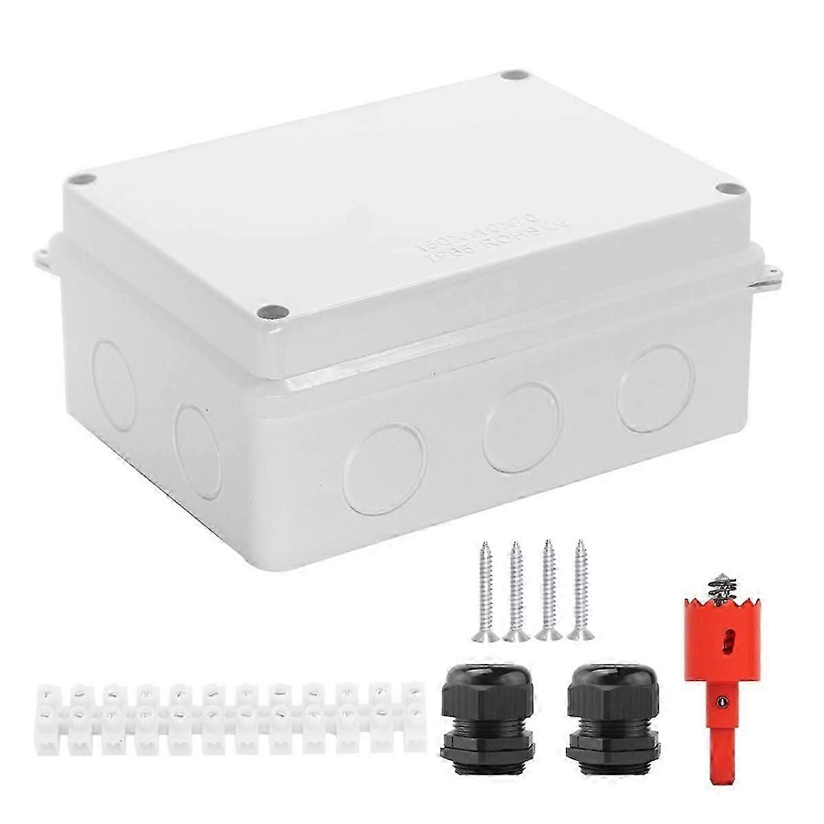 Schaltkasten, wasserdichte Box für den Außenbereich IP65 Anschlussdose mit reservierten Löchern, Project Box Netzkabelgehäuse weiß