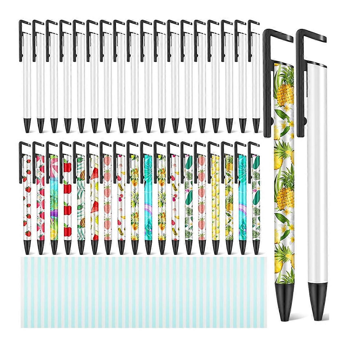 36 Pcs Sublimation Pens Blank with Shrink Wrap Heat fer Pen Sublimation for DIY Office School S