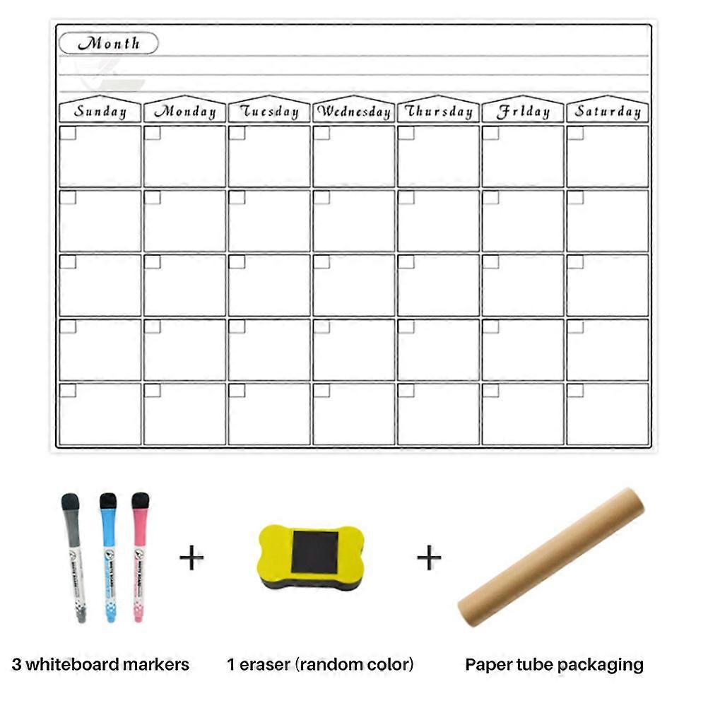 Dry Erase Calendar With Aluminum Frame, Magnetic Back Plate Ensures Sturdiness And Ease Of Attachment To Metal Surfaces Or Walls, Self-Adhesive And
