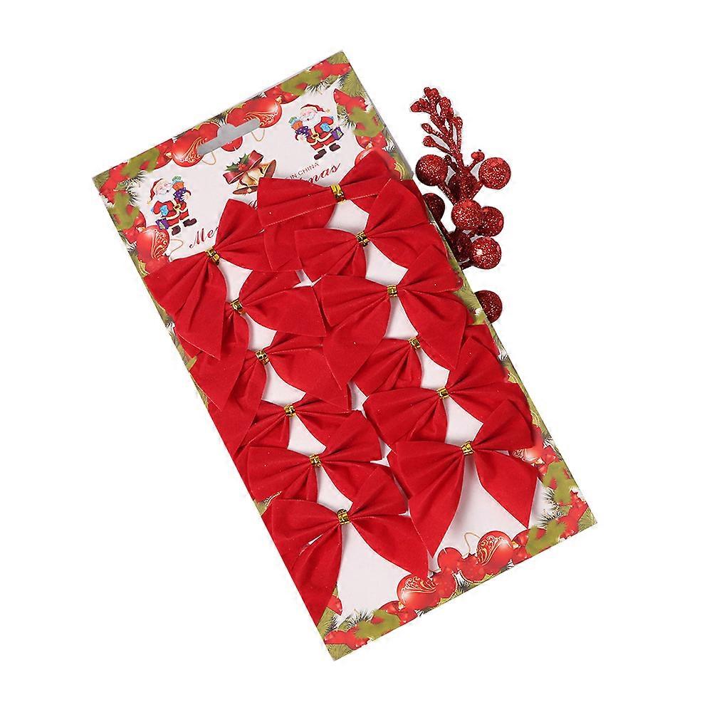 Shiny Color Red Velvet Bows, Practical Suitable For Christmas Tree And Garland Decoration, Enhances Festive Atmosphere, Easy Attach Zip Ties, Classic