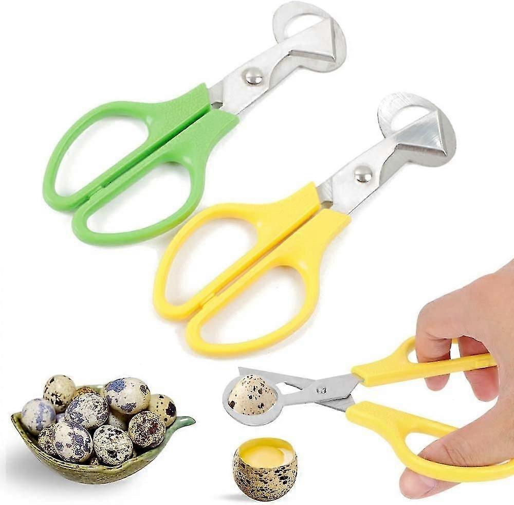 مقص بيض السمان من الفولاذ المقاوم للصدأ ، عبوة من 2 فتاحة بيض حمامة + أصفر