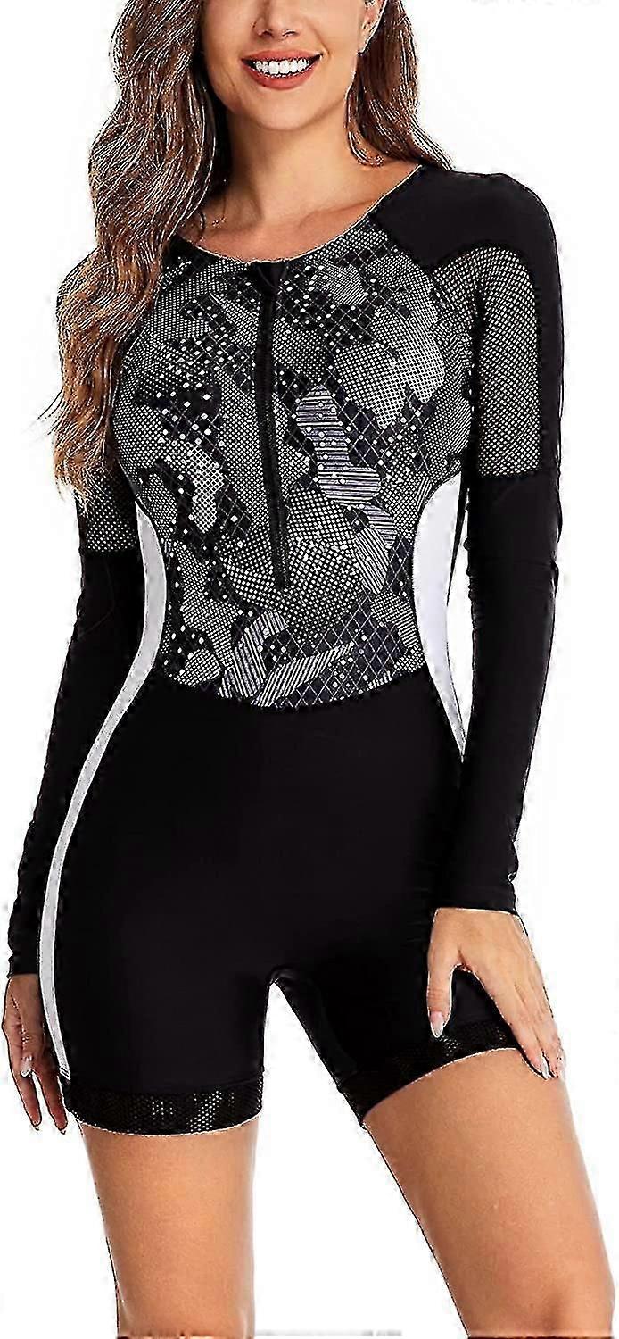 Maillot de bain une pièce pour femmes à manches longues Rash Guard Combinaison de plongée pour dames Maillot de bain athlétique Surf Plongée Zip Front Maillot de bain Maillot de bain (65 %de réduction)_cde13