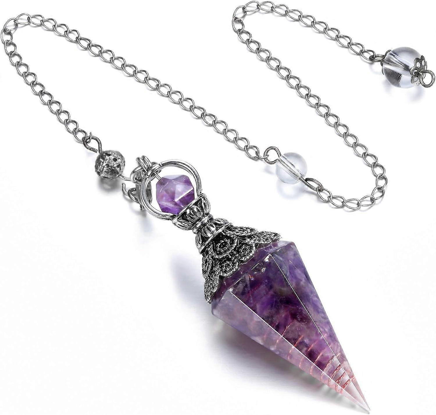Crystal Pendant, Cone-Shaped Resin, Antique Silver