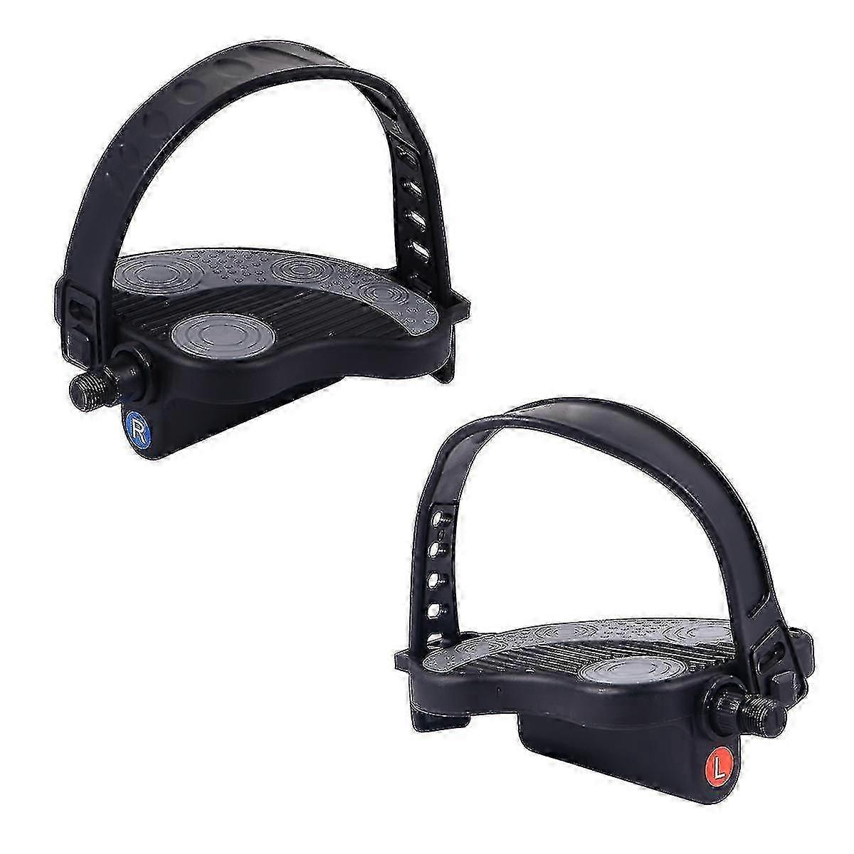 1 Pair Exercise Bike Pedals With Straps Spin Bike Pedals Random Pattern