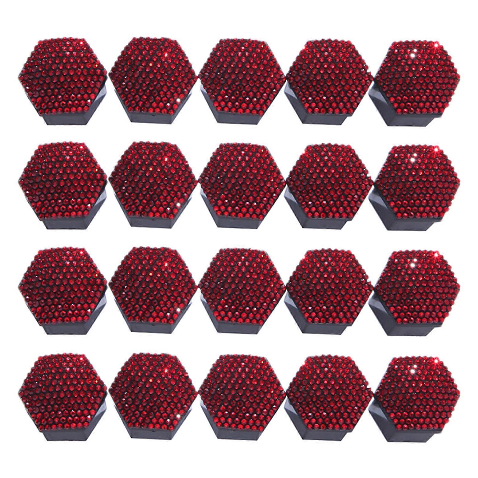 20 st hjulmutterskydd 17/19/21 mm bilfälgcentrumbultskydd mutterskydd borttagningsverktygssats skruvskydd dammtät för fälg röd