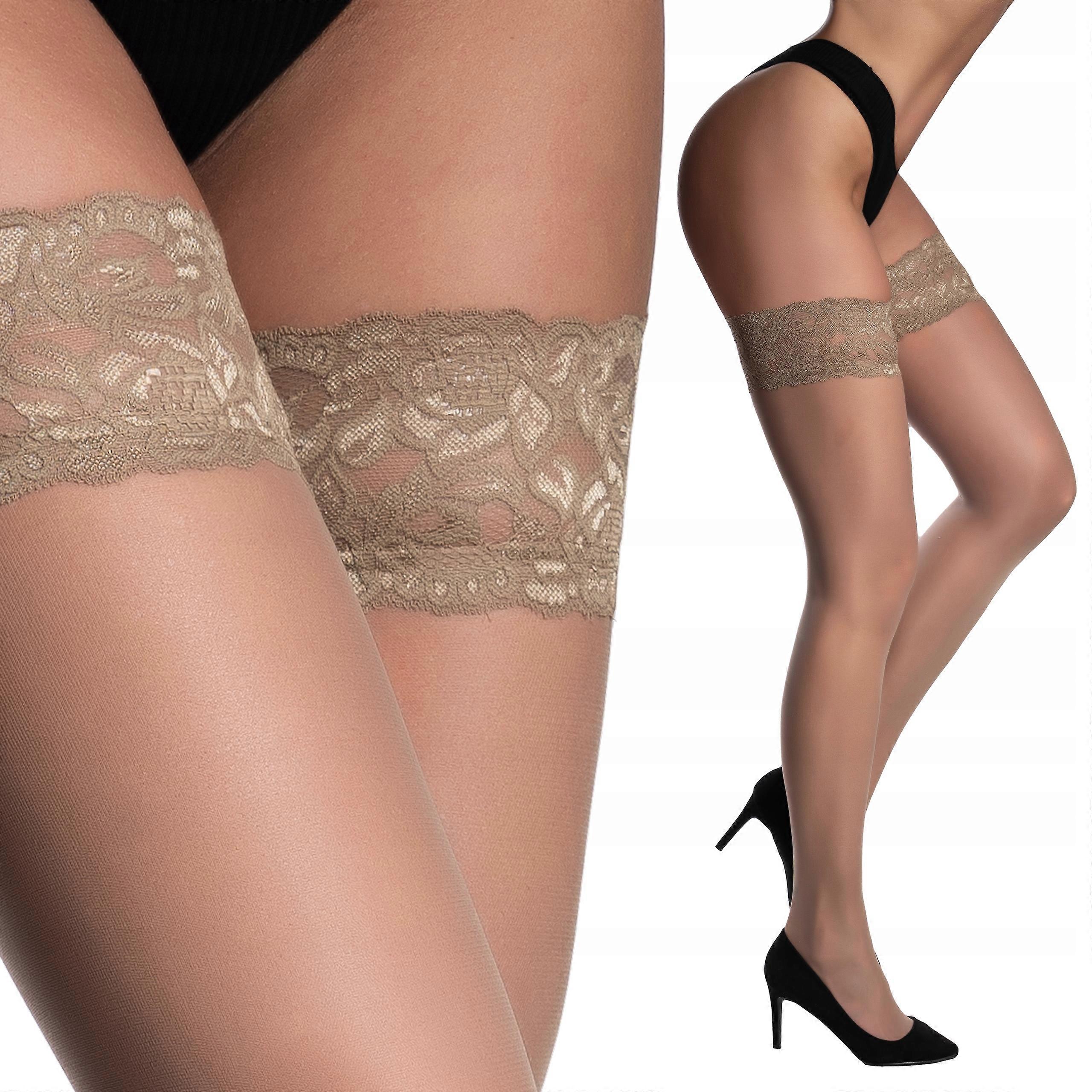 Beige Smooth Self-supporting Stockings 20den Super Lace Xl