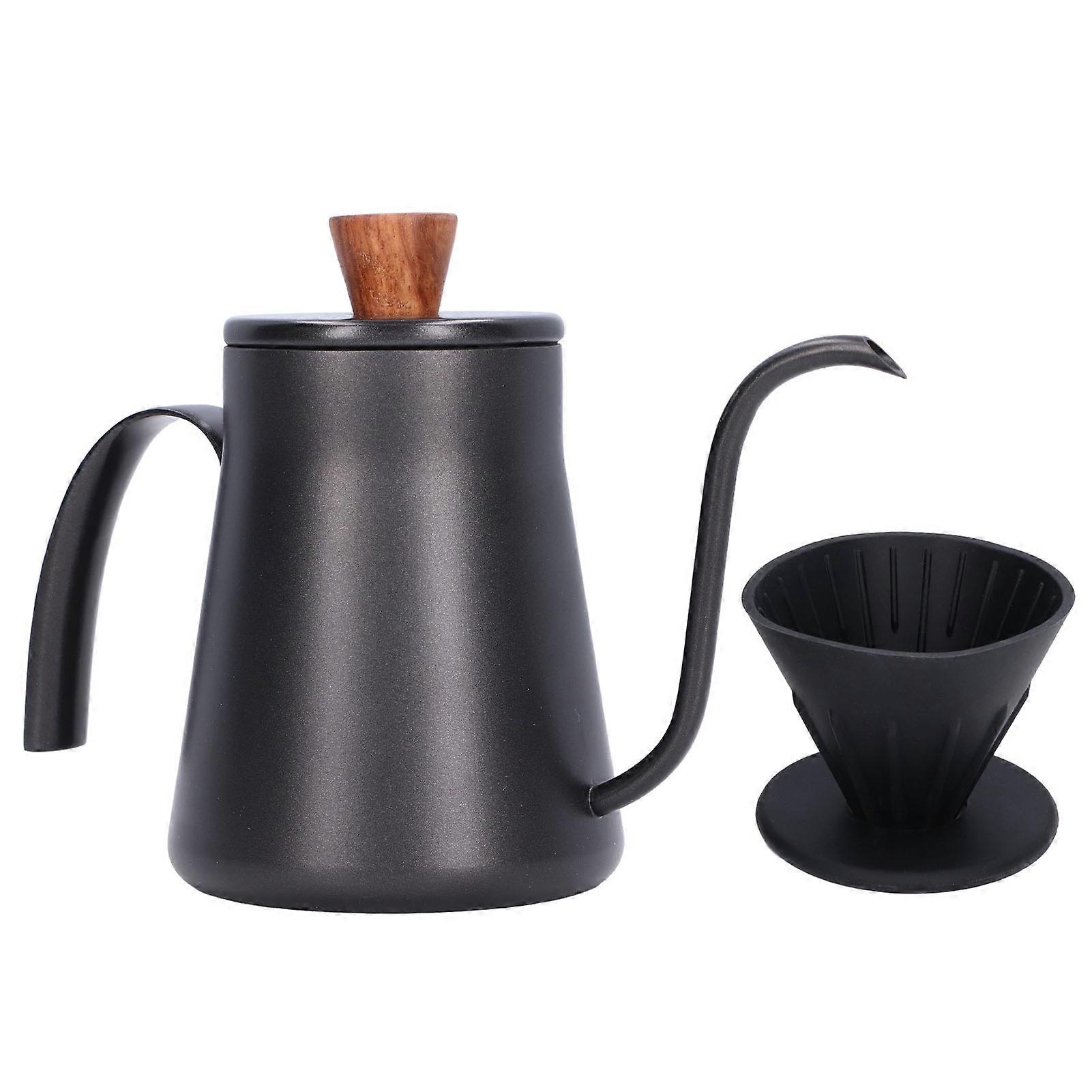 Verser sur l’ensemble de cafetière en acier inoxydable 400ml Bouilloire à col de cygne Robuste Durable Filtration facile Verser sur la cafetière