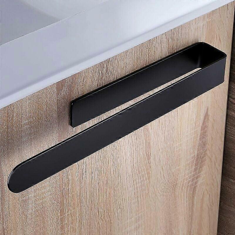 Porte-serviettes adhésif en acier inoxydable, noir, 37 cm