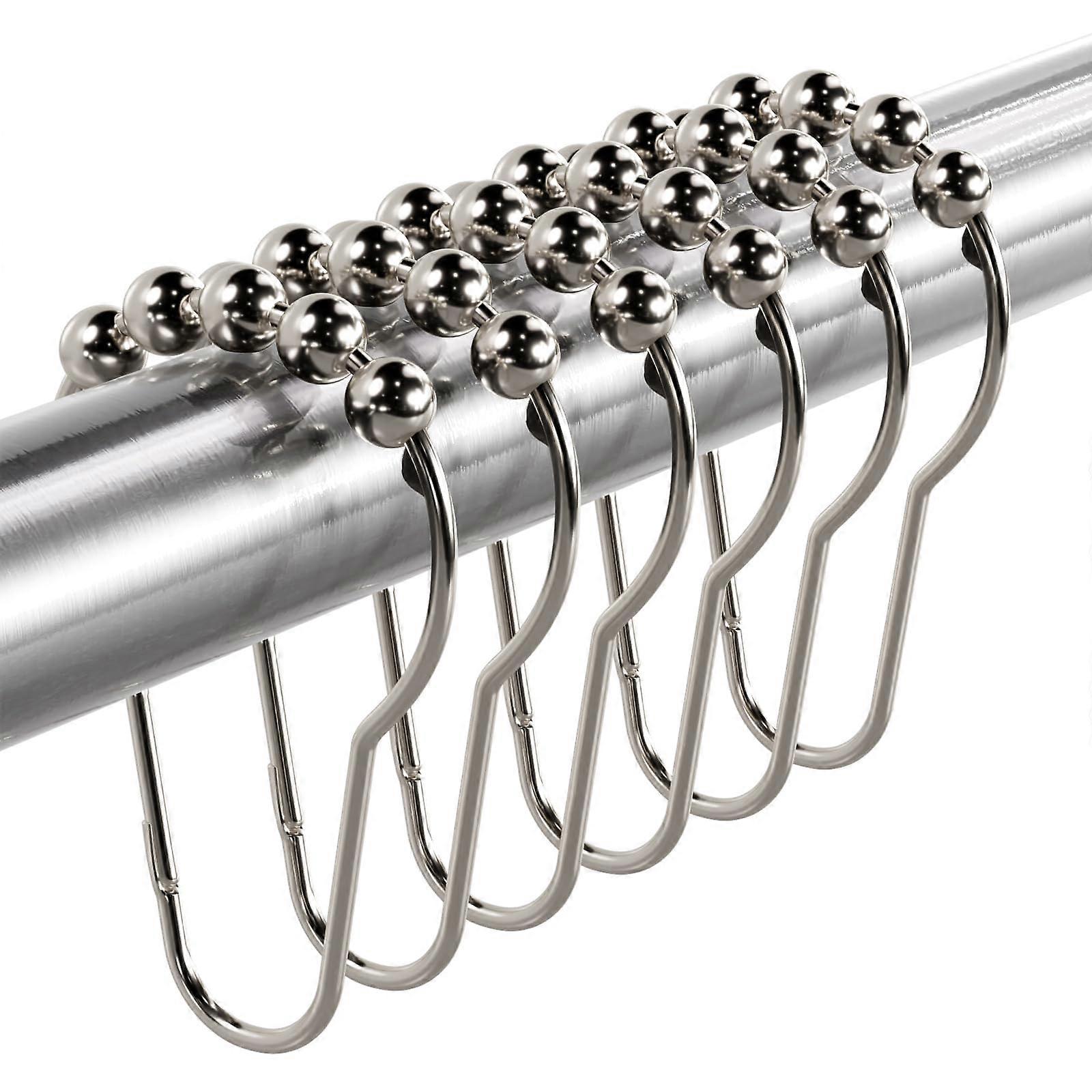 Shower curtain hooks, rust resistant metal shower curtain hooks for bath shower rods shower rings for shower hooks - 12 sets, nickel