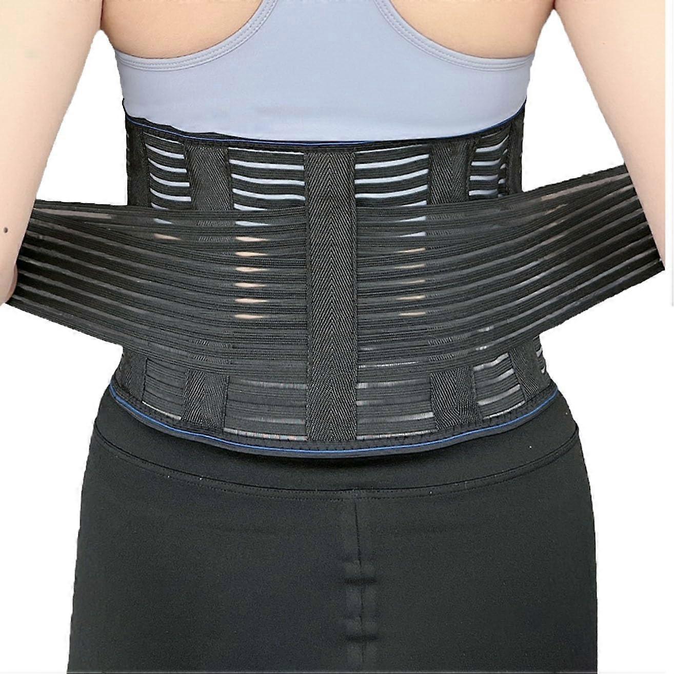 Lower Back Brace Lumbar Support Belt Adjustable Breathable Pain Relief Unisex Black Size M Compression Corrector