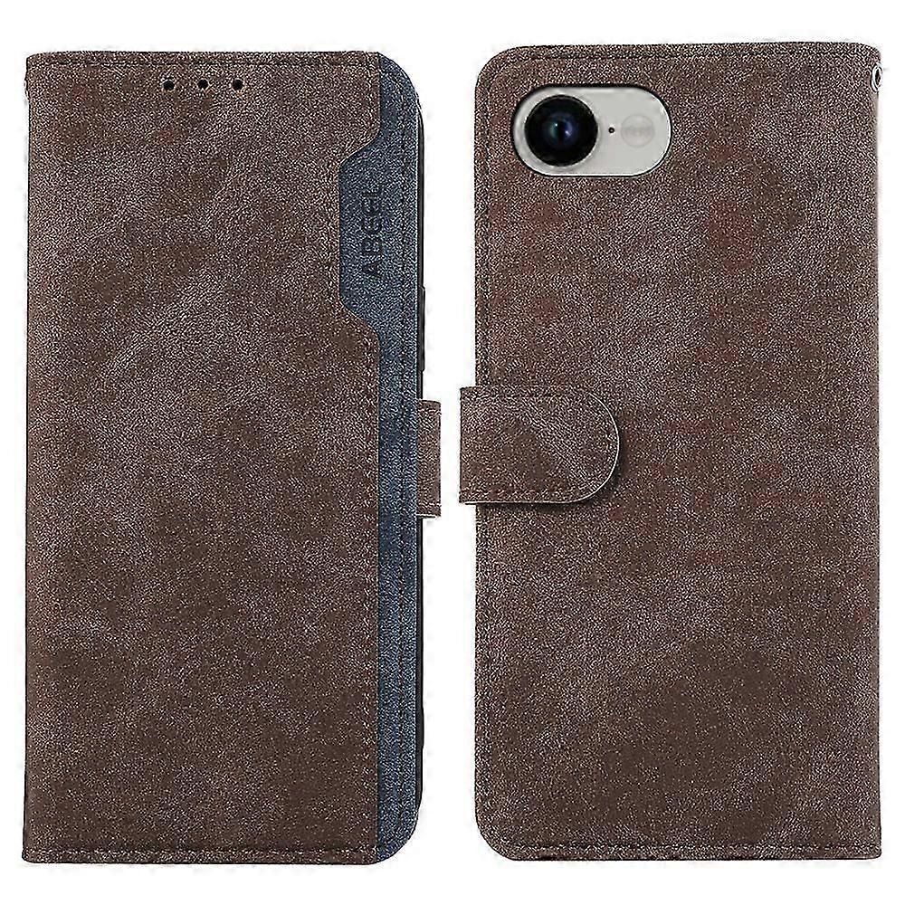 ABEEL For iPhone 16e Case Color Splicing Leather Flip Phone Cover RFID Blocking
