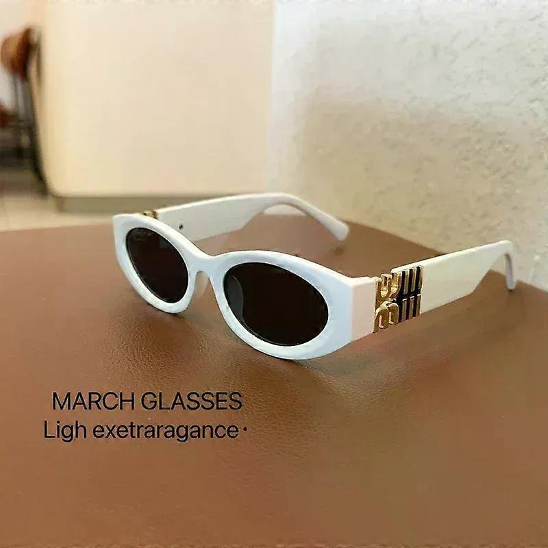 משקפי שמש סגלגלים אופנה חדשה נשים גברים טרנדי מגניב משקפי שמש גבירותיי רחוב SRetro משקפי פרימיוםUV400