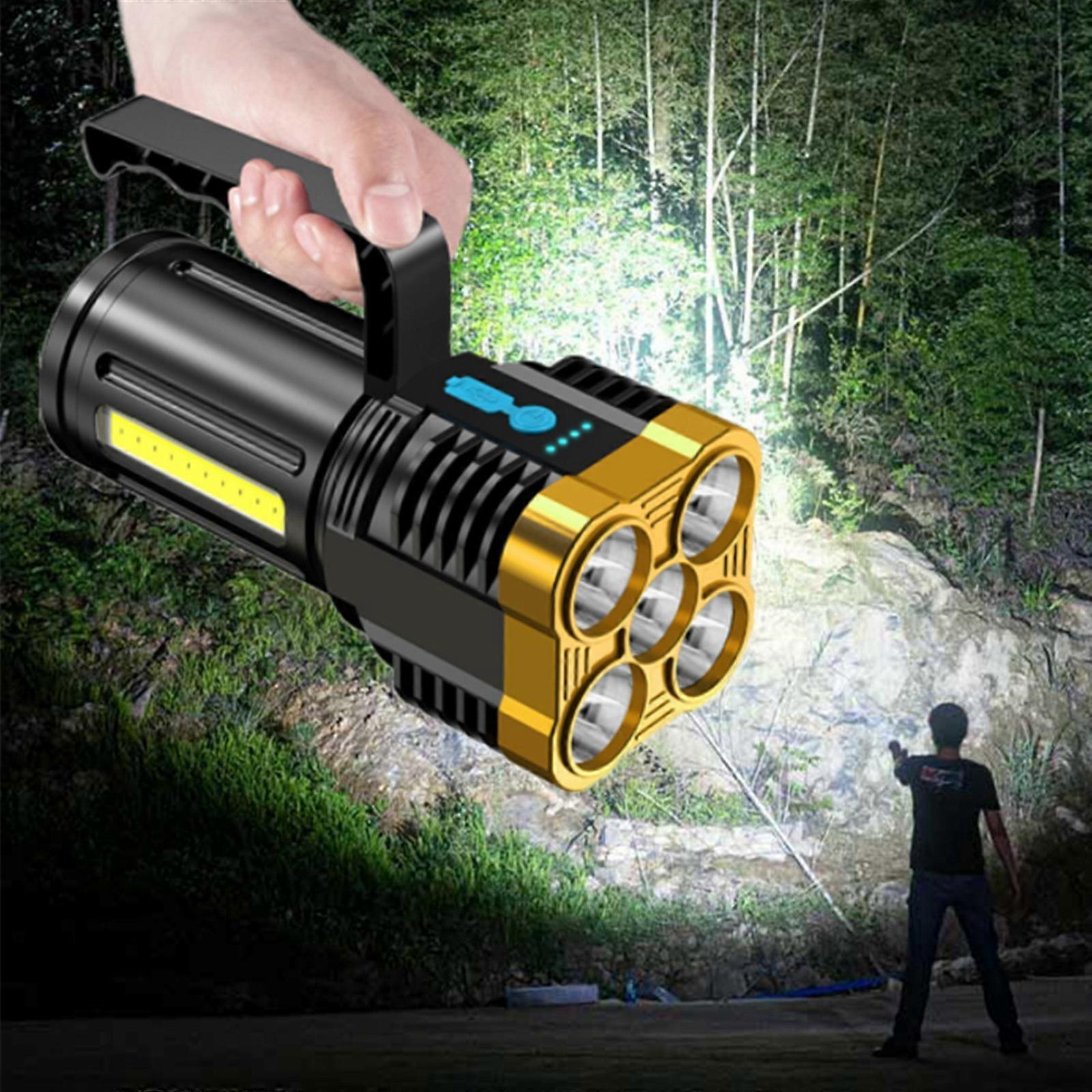 FiveNuclear Explosion LED Flashlight Super Bright Rechargeable Camping Flashlight Table Lamp Outdoor Lighting CC