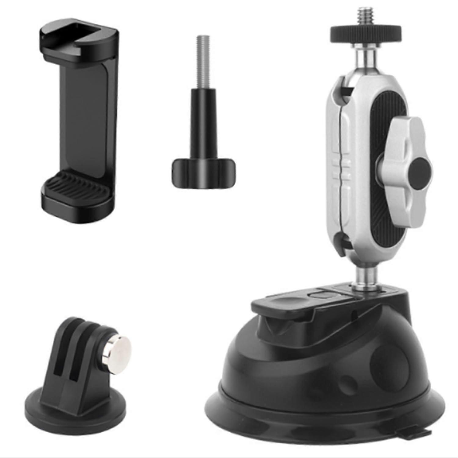 Universal Suction Cup Mount For Cams & Phones, 360-Degree Adjustable Windshield And Dashboard, for Hero 9-13 and Insta360 ONE R