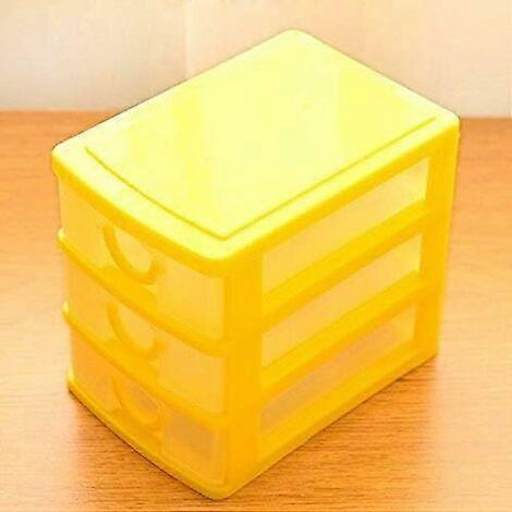 Mini Drawer Box Plastic Multilayer Box Sorting Storage Toy Box with Transparent Desktop Storage Boxes, Three-Layer Yellow