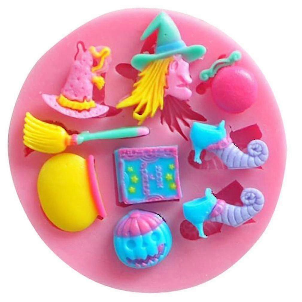 ミニオウル-魔女の靴ほうきパンプキンフォンダントシリコンモールドベーキングケーキデコレーションモールド