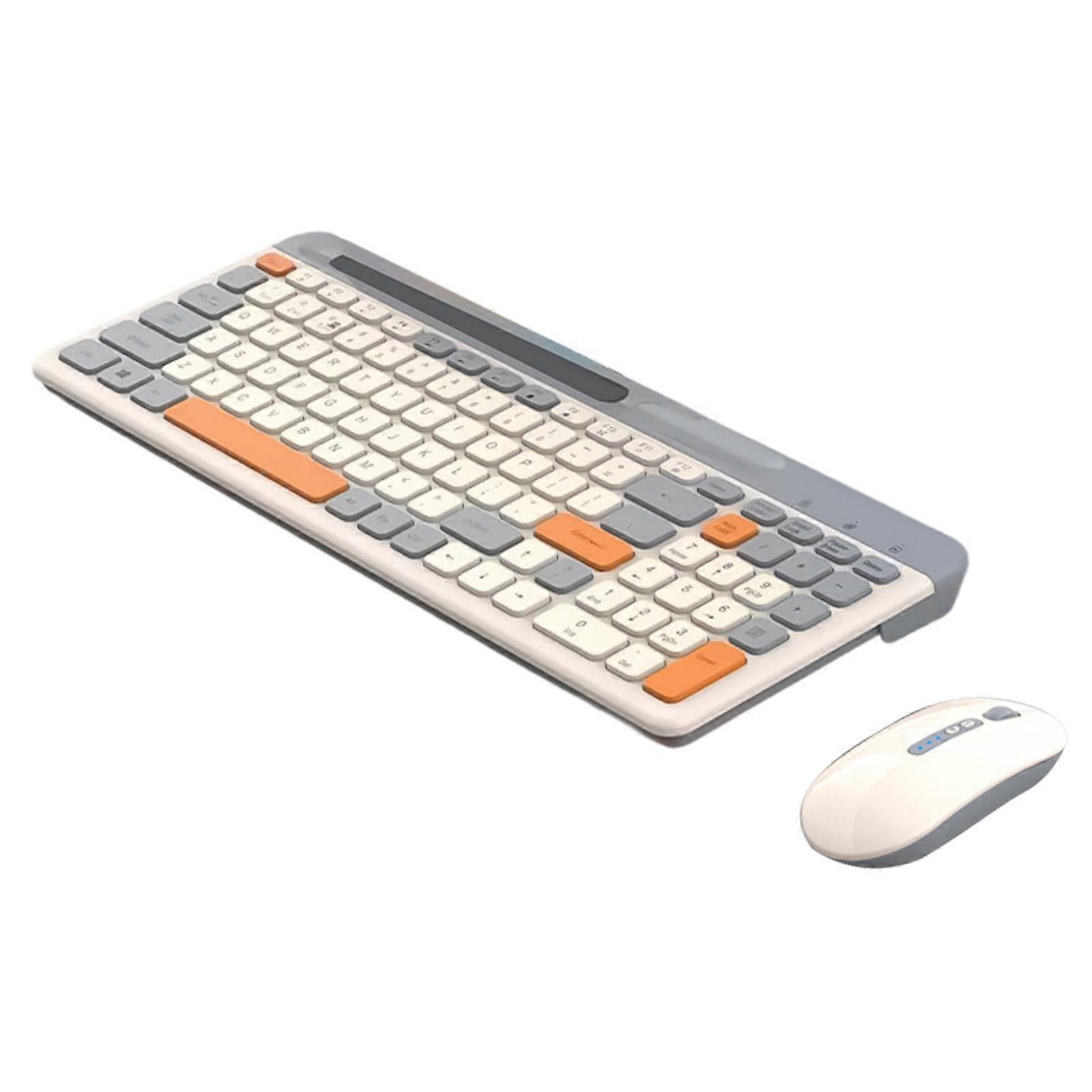 Slimly Wireless Keyboard Mouse with Bluetooth-compatible 5.0 2.4G Connection Quiet Typing for Window Multiple System Light gray