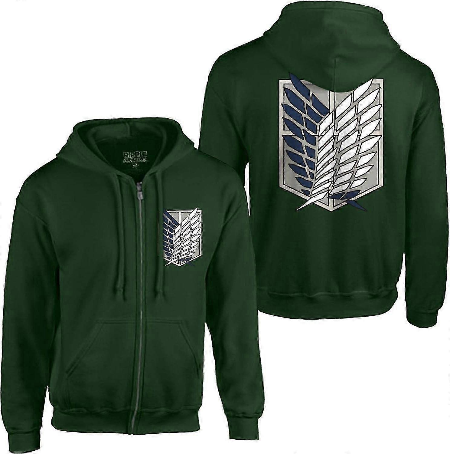 Felpa con cappuccio da uomo Attack on Titan Full Zip-Up Survey Corps Uomo con zip e retro