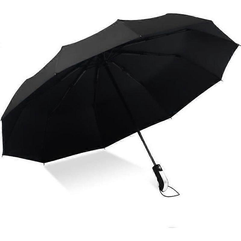 Folding Umbrella Automatic Umbrella Windproof Unbreakable Sun Umbrella Windproof Compact Umbrella - Black