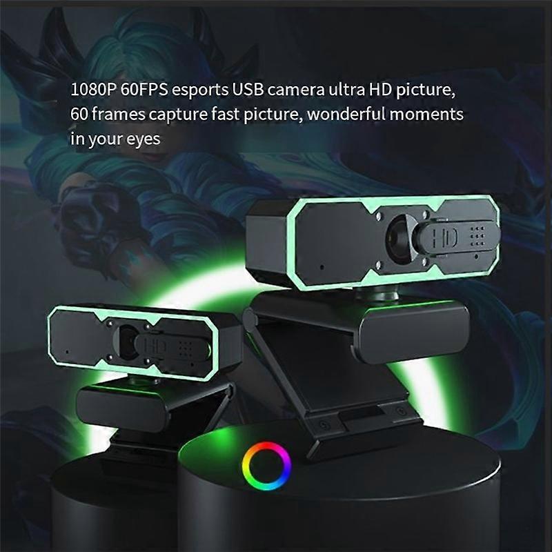 Fill Light Webcam Microphone Gaming USB Camera 60Fps Computer 1080P
