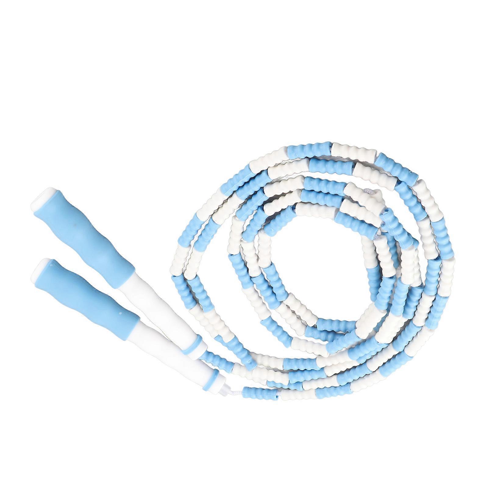 Segmented Jumping Rope Adjustable Untangled Beaded Flexible PP Plastic Jumping Rope for Kids Blue 