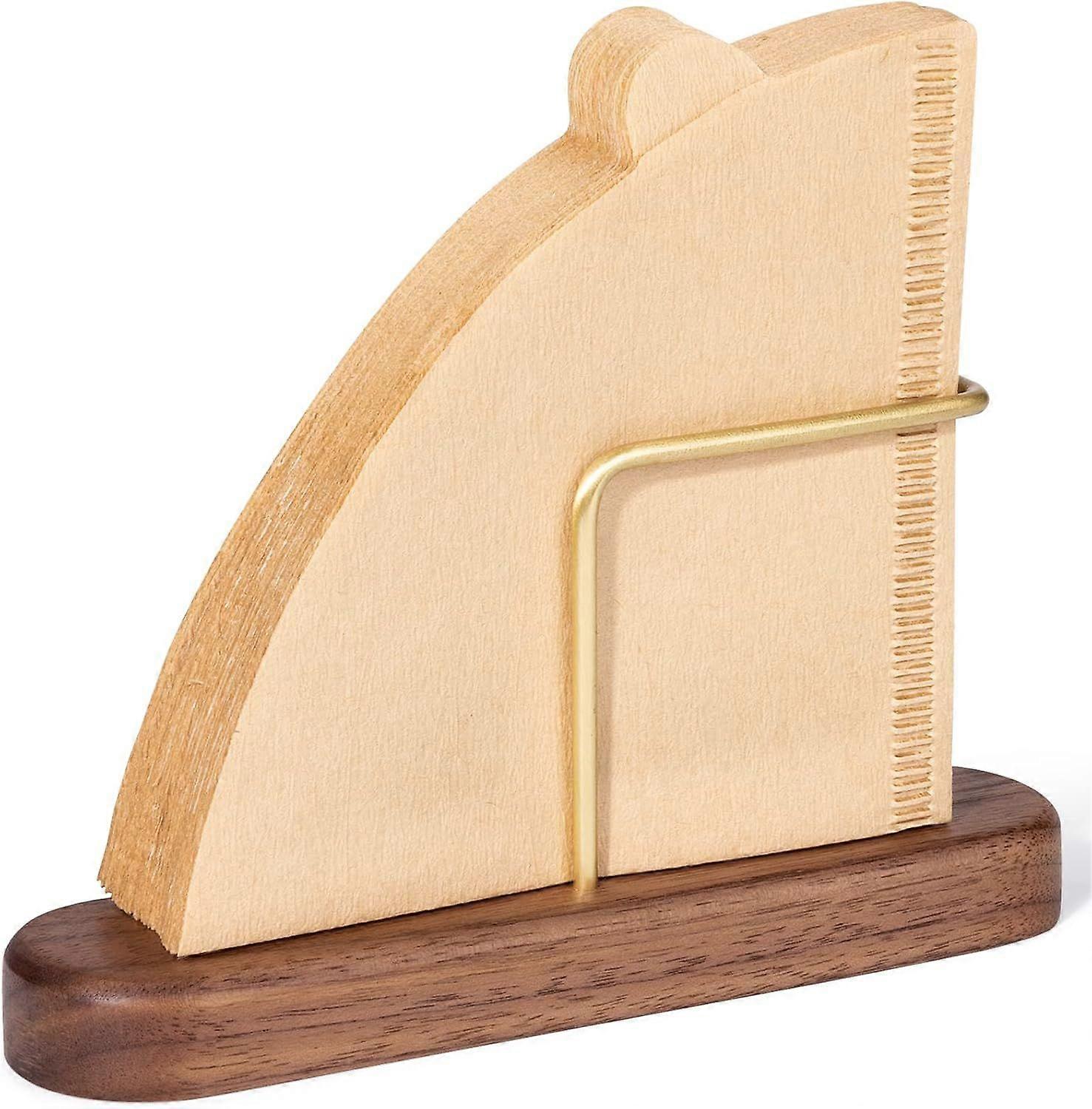 Stand Coffee Filter Holder, Walnut and Brass Coffee Filter Storage Container