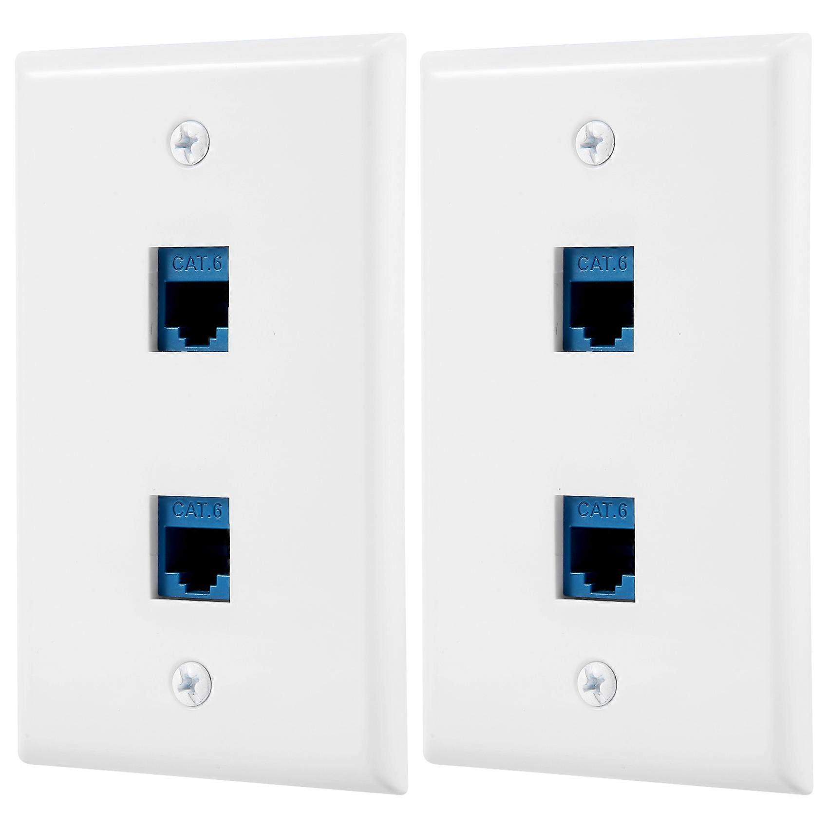 2-Pack 2 Port Ethernet Wall Plate, RJ45 Cat6 Female to Female Jack ...