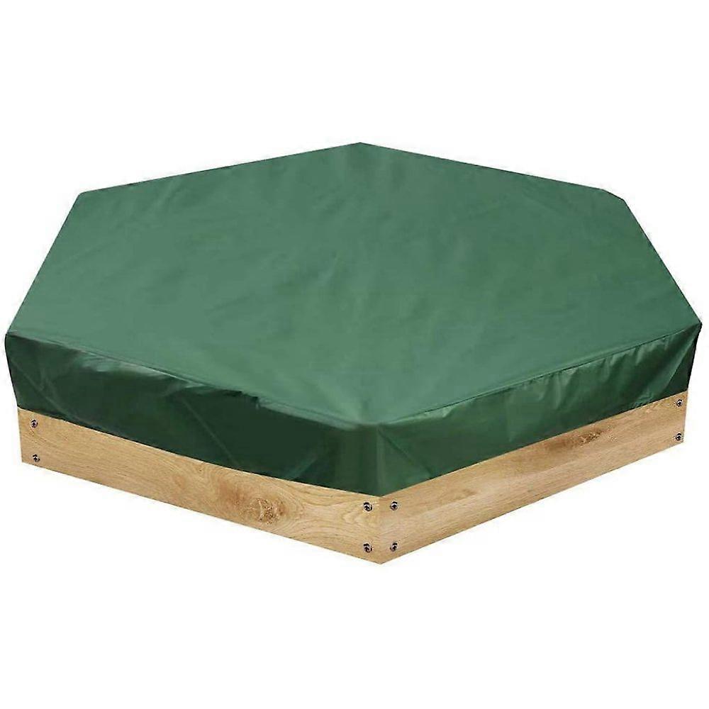 Sandpit Cover Waterproof Dustproof Sandpit Pool Protection Hexagonal Green Sandpit Cover With Drawstring Avoid The Sand And Toys Contamination