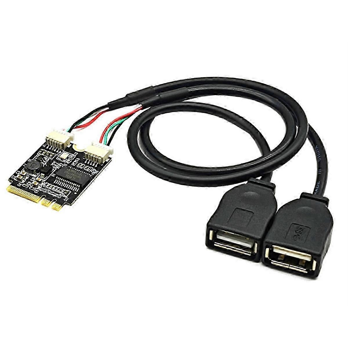 KEY A-E to USB2.0 Expansion Card M.2 NGFF to USB Riser Card KEY A-E to Double Port USB2.0 Interface Expansion Card
