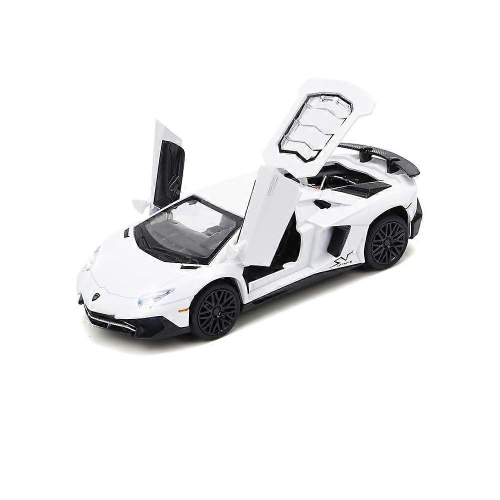 White Toy Car Model Diecast Pull-Back Vehicle With Light And Sound