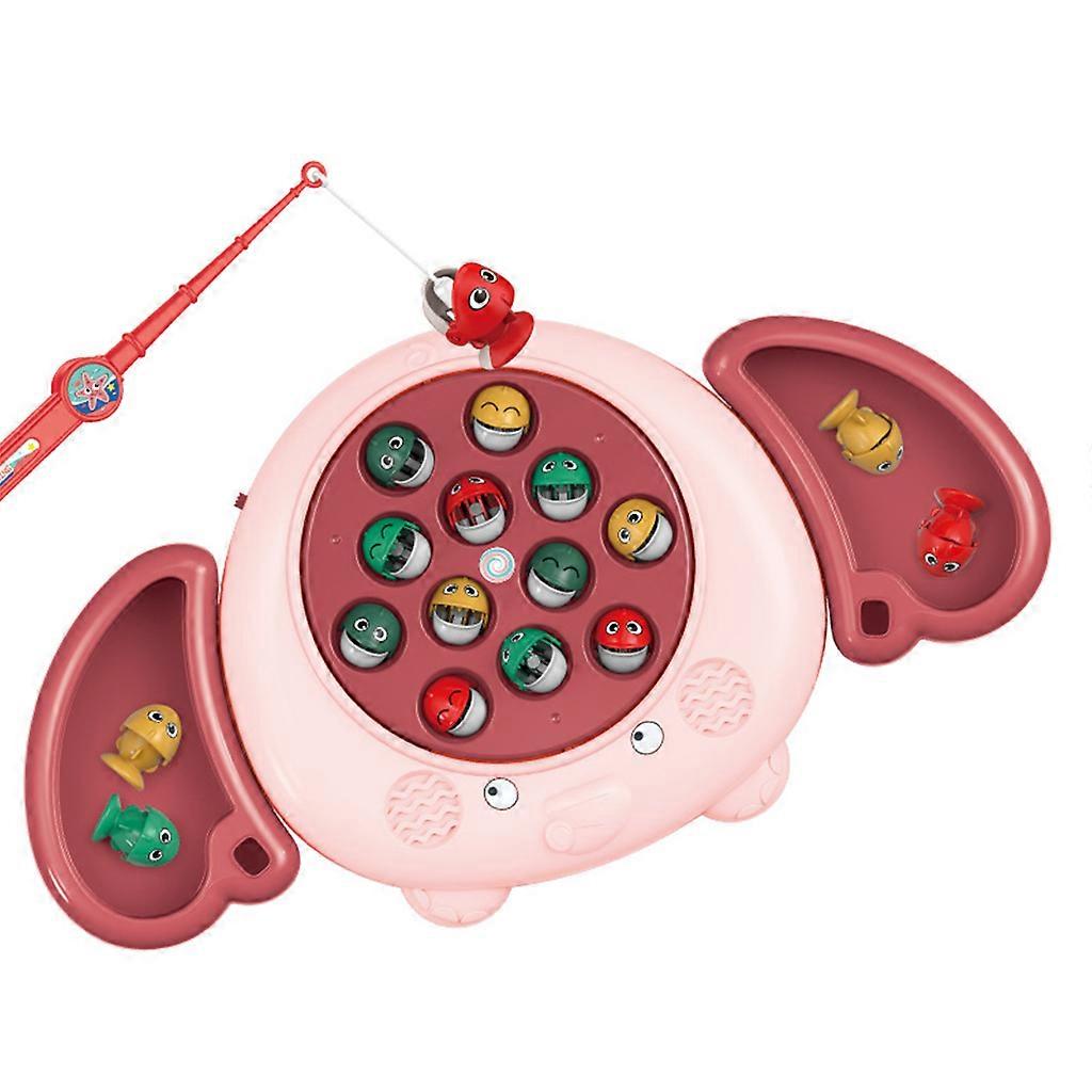 Interactive Preschool Toy Electric Fishing Game Toy Fine Motor Skill Training Playset Toddler Boys Girls Interesting Toy Red