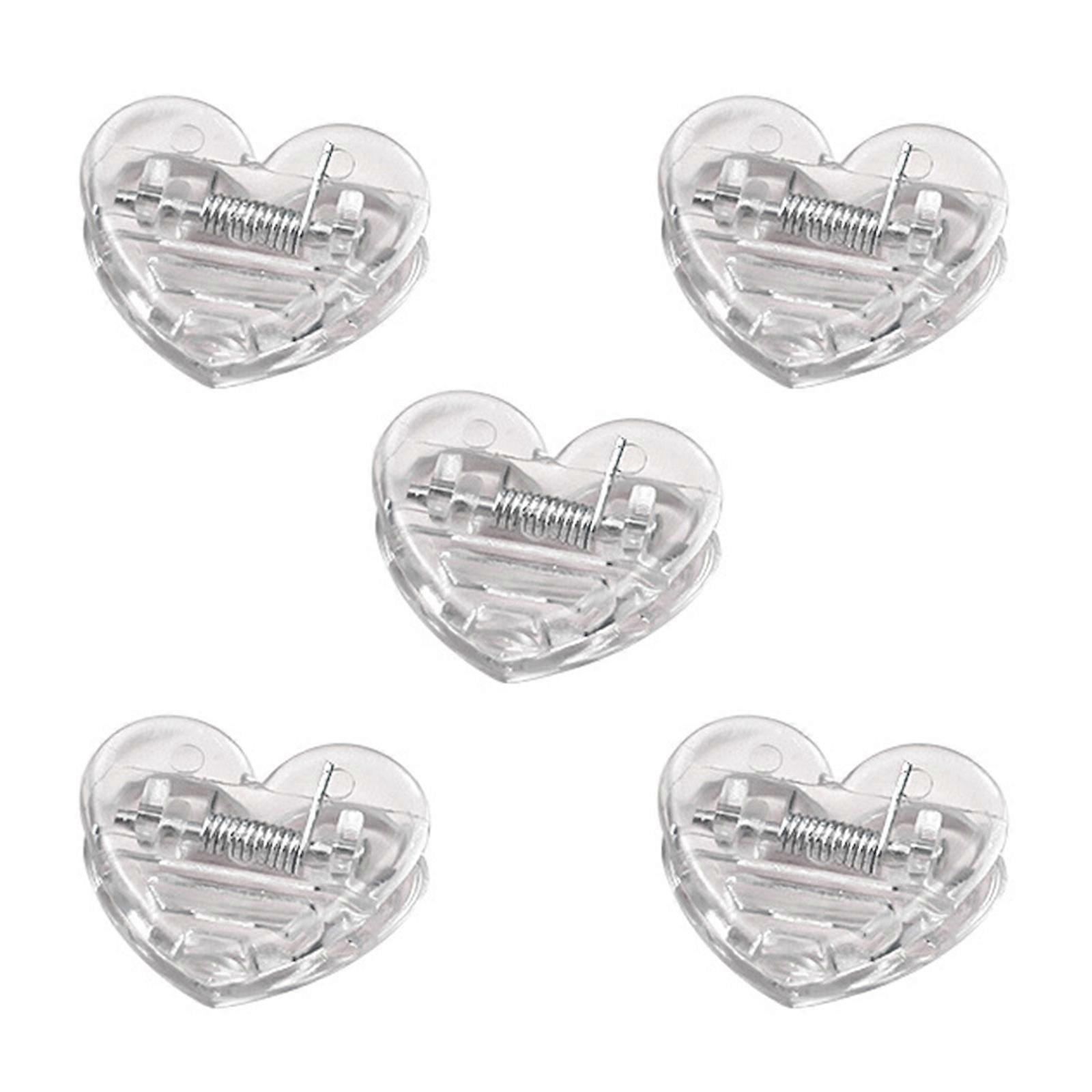 Cute Heart Paper Clamps Small Plastic Binder Clisp File Document Folder Clip School Office Supplies for Student 5 Counts