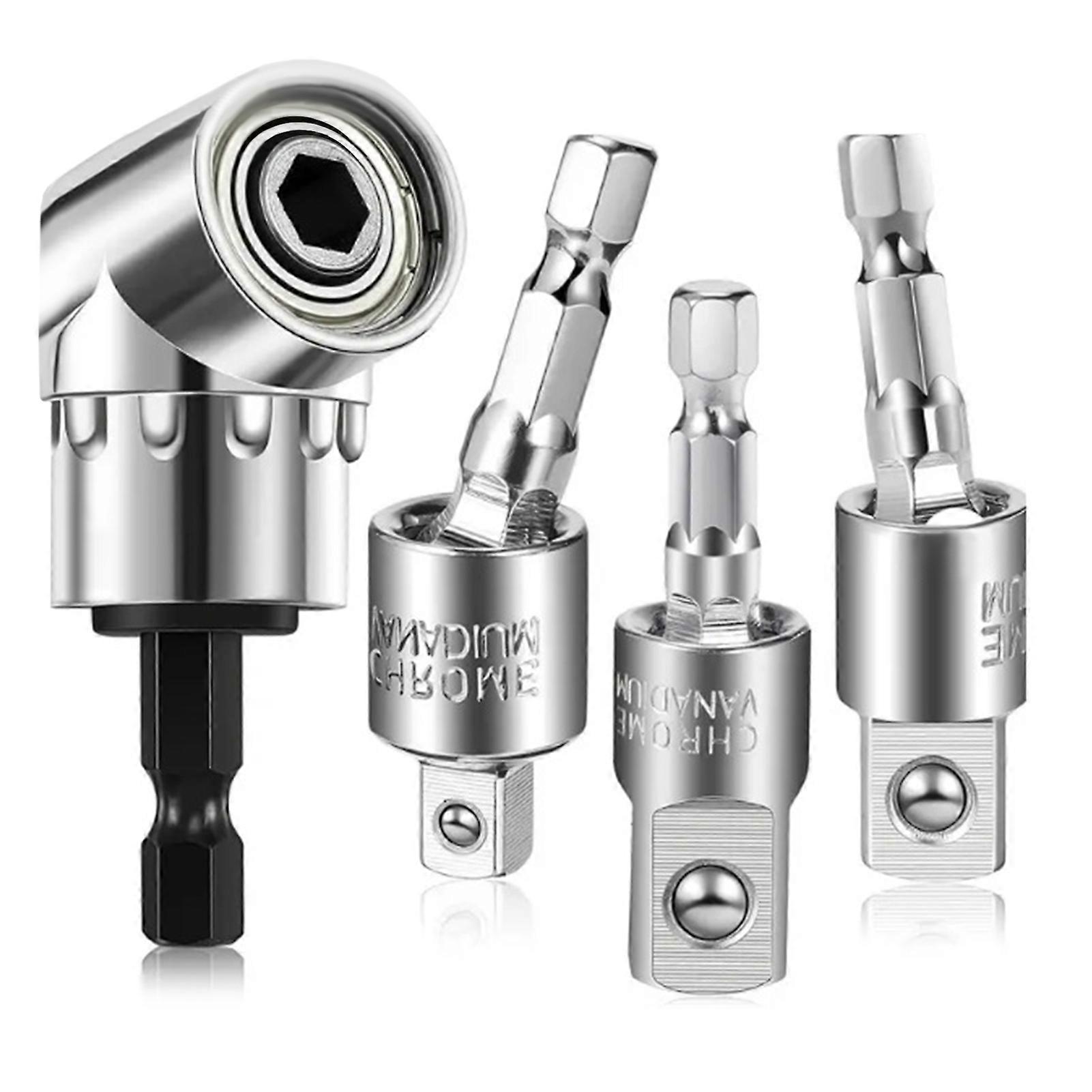 3Pcs 1/4" 3/8" 1/2" Driver Sockets Adapter Extension 360° Rotatable Universal Joint Swivel Socket Power Drill Sockets Adapter Set,Bend Screwdriver Jo