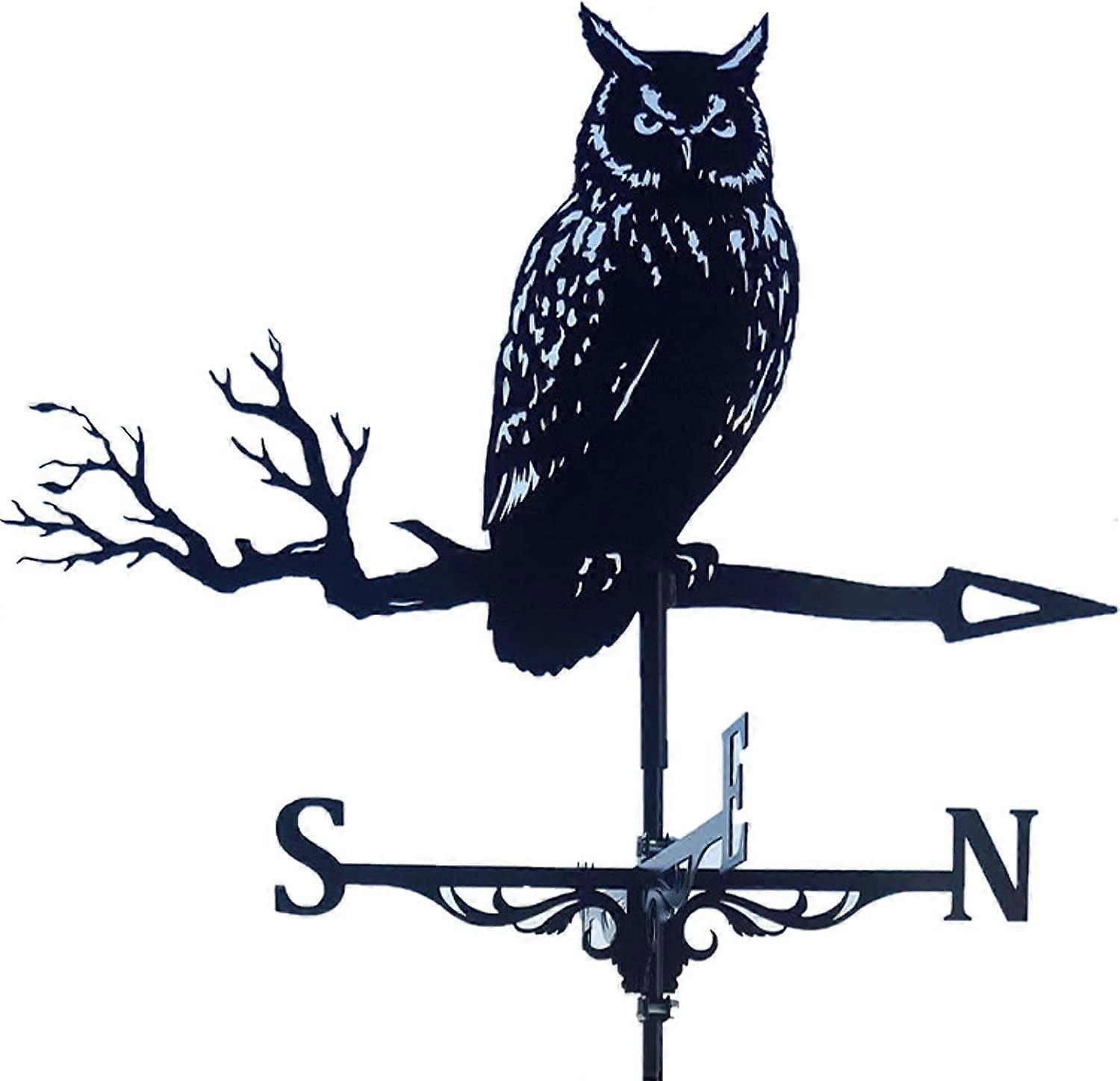 Metal Weather Vane with Owl Design, Decorative Garden Art, Iron Craftsmanship, Retro Style for Outdoor Spaces